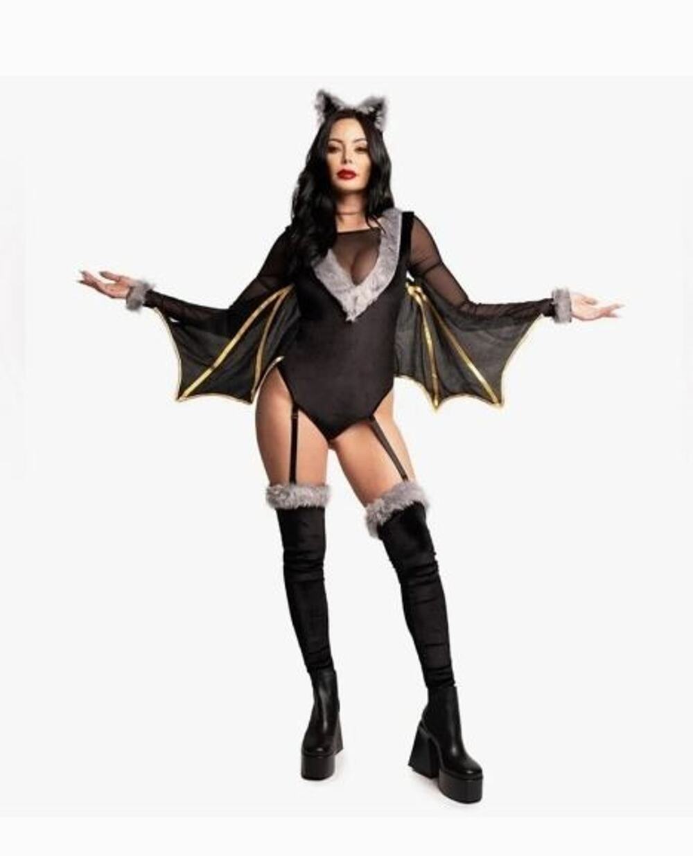 NWT Tipsy Elves Small Sexy Bat Attitude Halloween Costume Black S